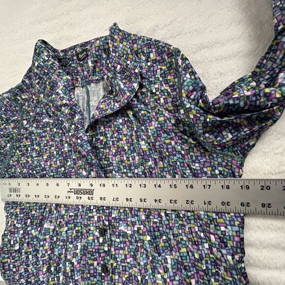 Beluya San Francisco Womens Geometric Pattern Button-Up Shirt Medium Long-Sleeve - Picture 7 of 8